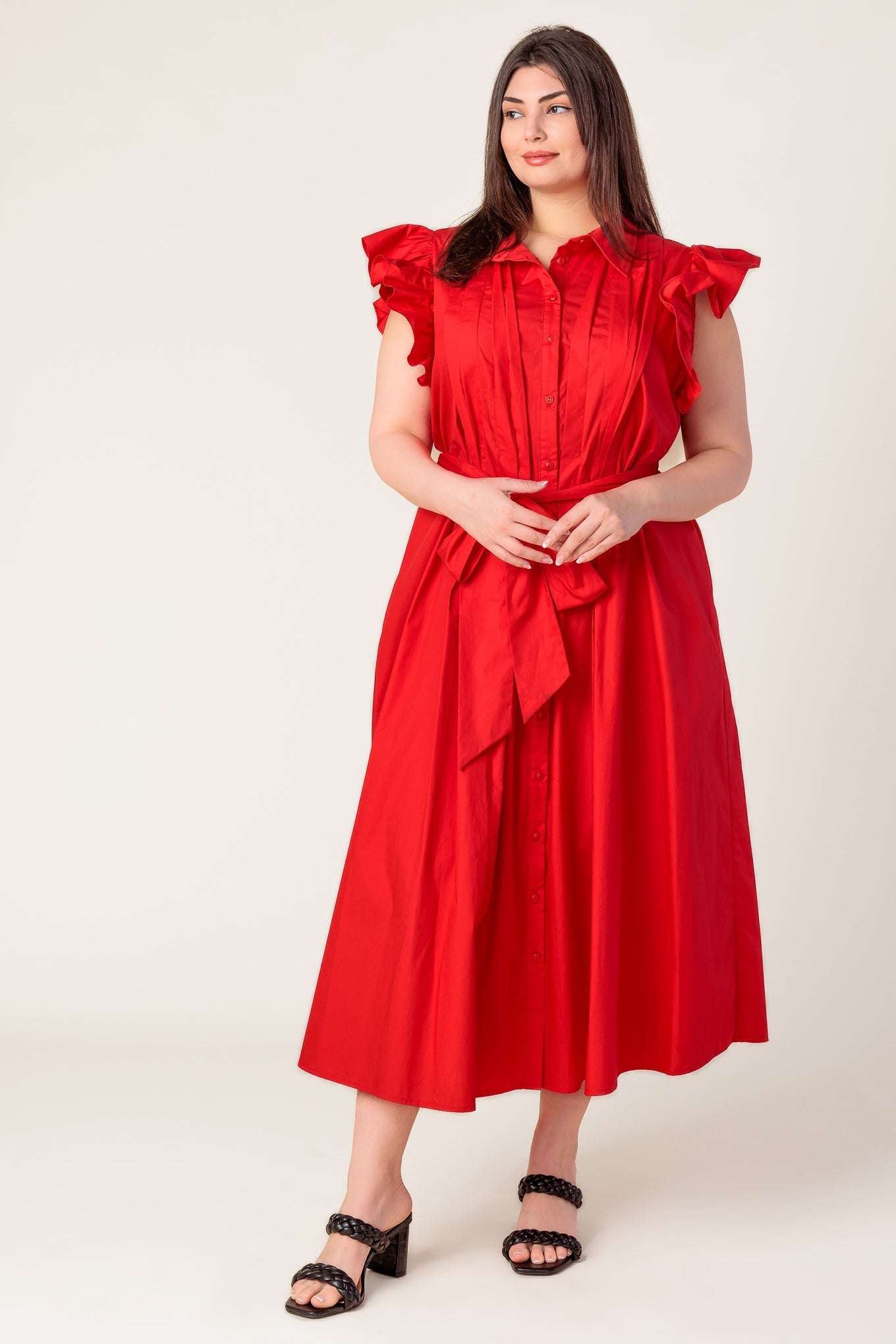 GLIMPSE IN TIME WOVEN MIDI DRESS Flying Tomato
